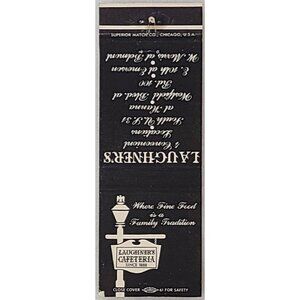 VTG Front Strike Matchbook Cover Laughner's Cafeteria Indianapolis IN Indiana